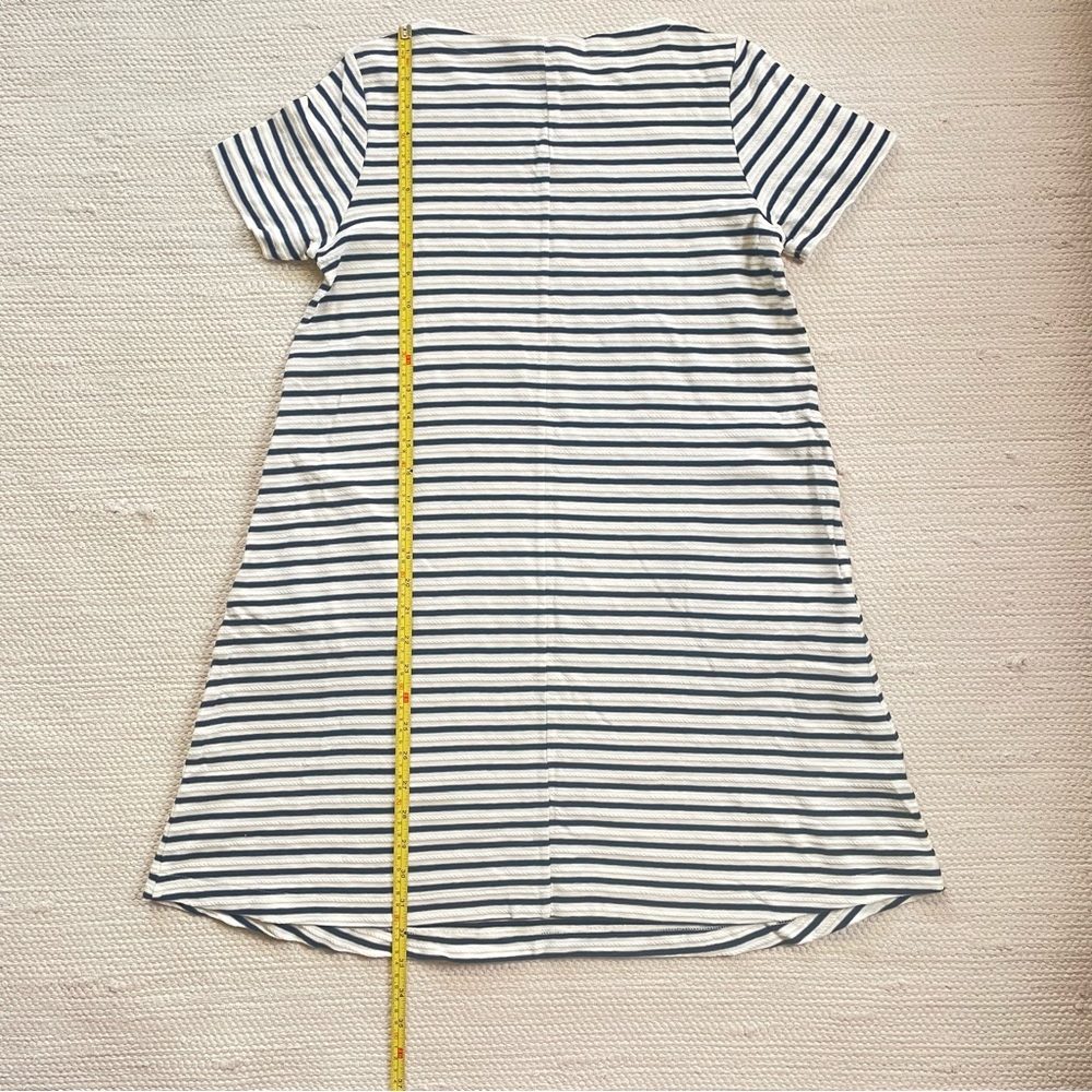 Uniqlo A-Line White Navy Striped Cotton Crew Neck Short Sleeves Shift Dress XS - Picture 5 of 7